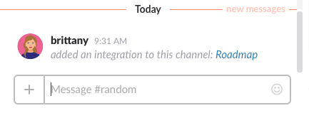Roadmap Slack app added